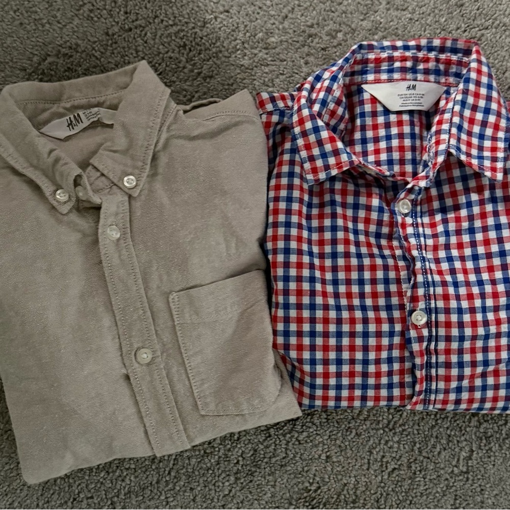 H&M Kid’s Beige and Red-Blue Checkered Shirts